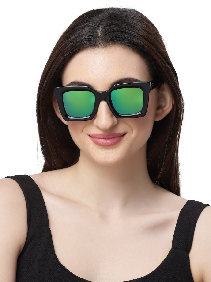 Thick Square Green Mirror Sunglass