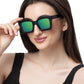 Thick Square Green Mirror Sunglass