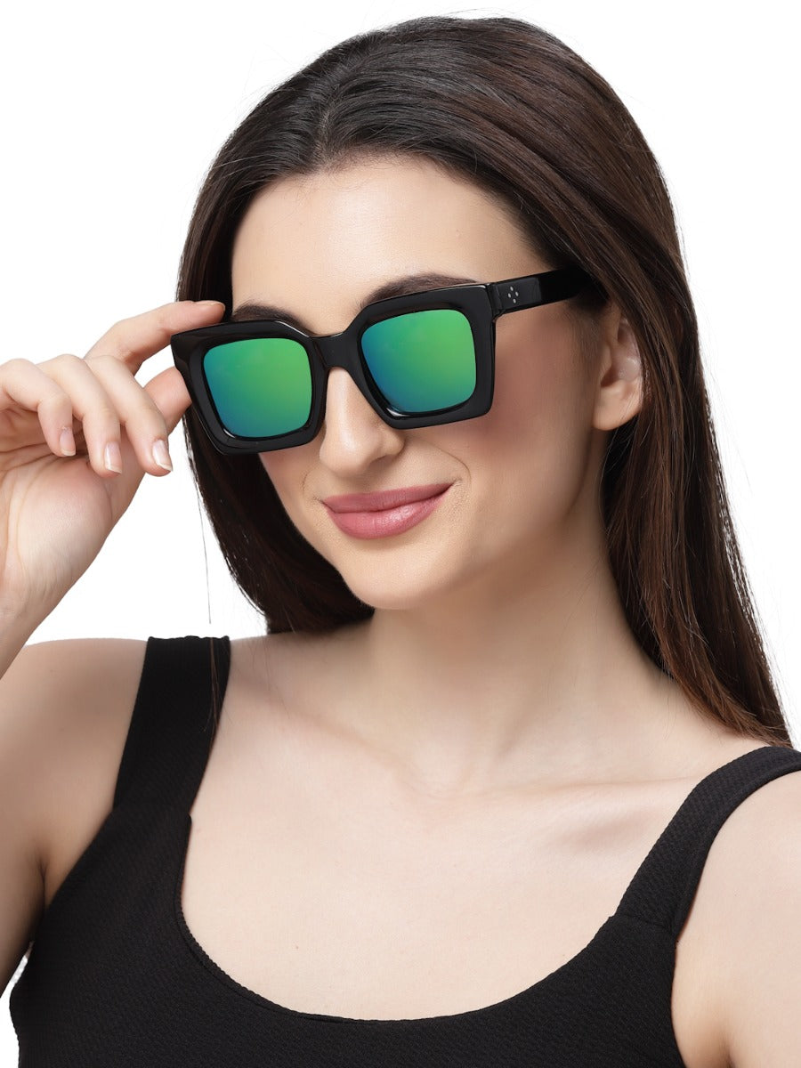 Thick Square Green Mirror Sunglass