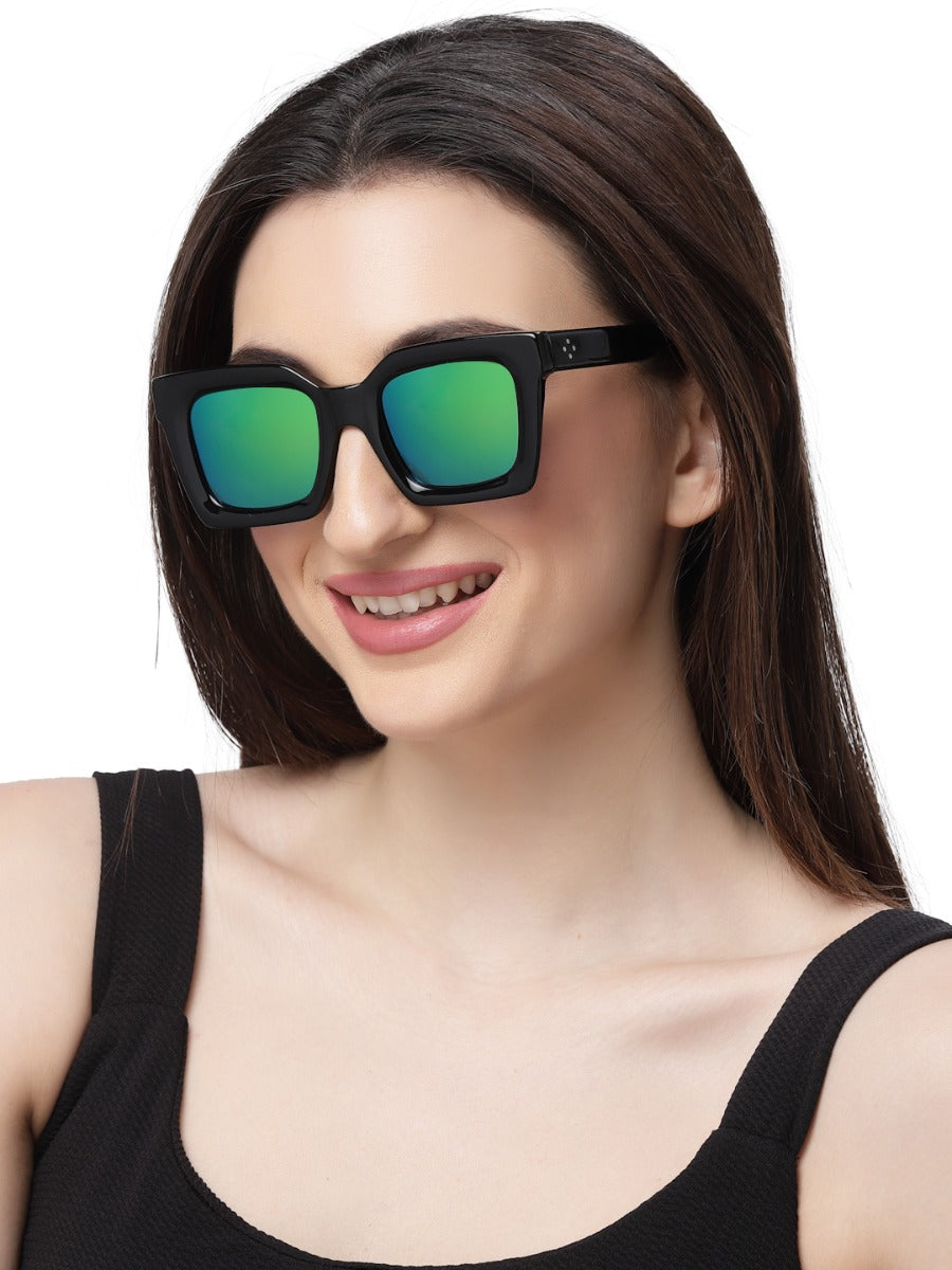 Thick Square Green Mirror Sunglass