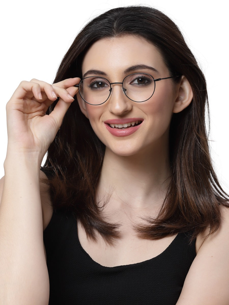 Full-Rim Round Black Spectacles