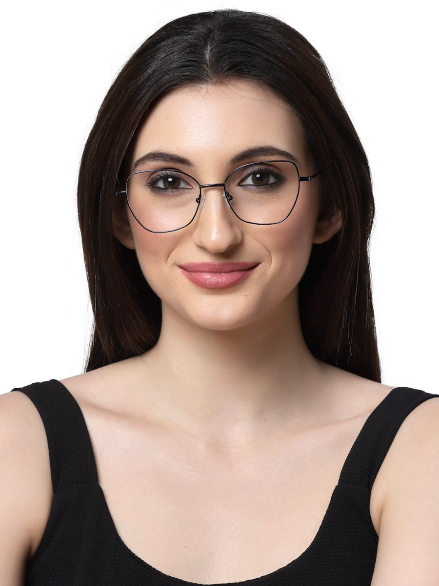 Full-Rim Navy Blue Square Cateye Spectacles