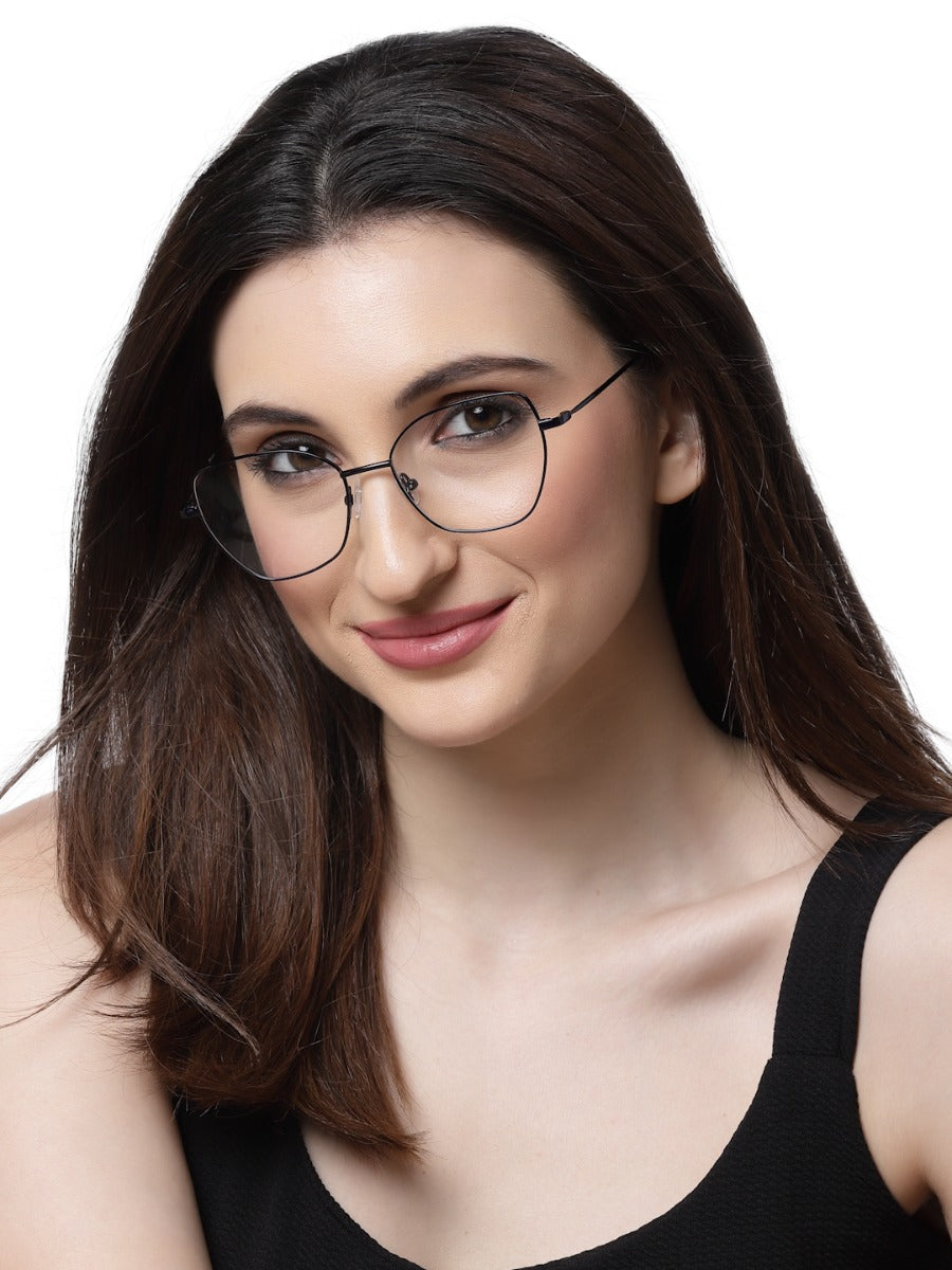 Full-Rim Navy Blue Square Cateye Spectacles