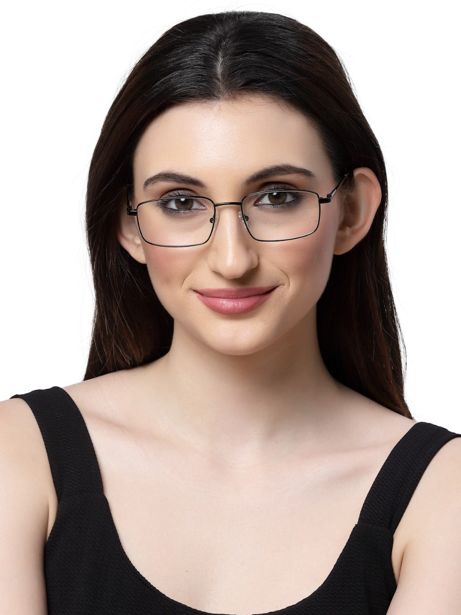 Sleek Black Rectangle Spectacle Frame