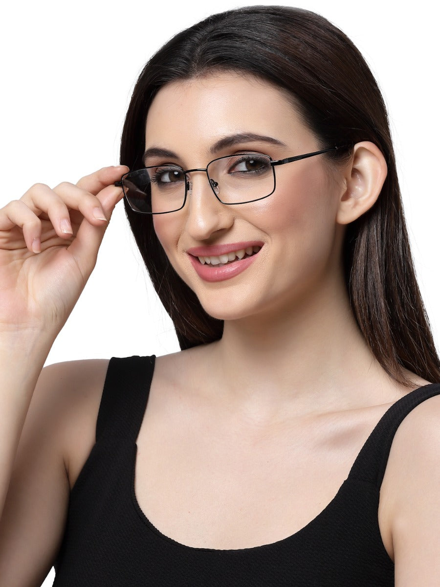 Sleek Black Rectangle Spectacle Frame