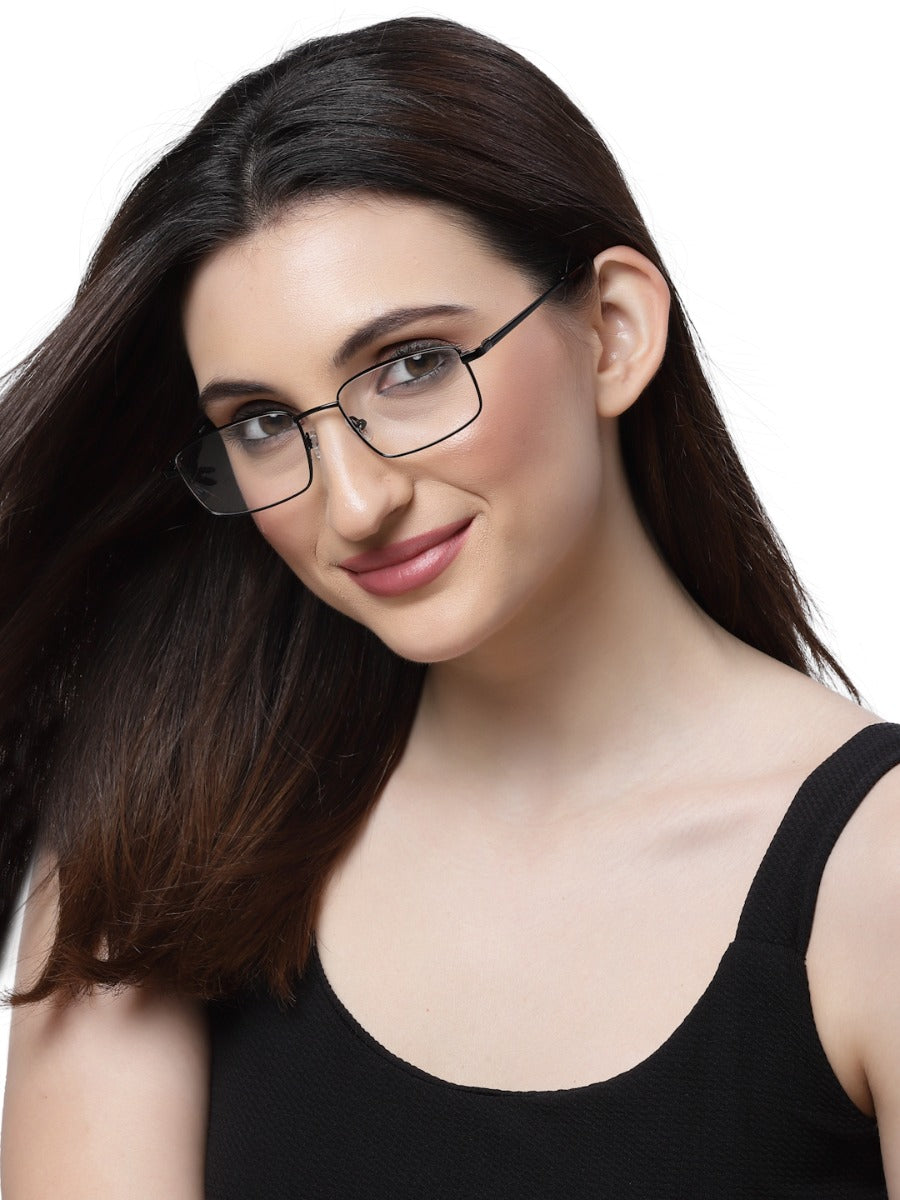 Sleek Black Rectangle Spectacle Frame