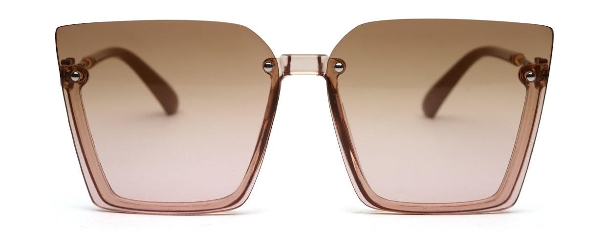 Light UV 400 Brown Pink Square Half-Rim Acetate Frame Sunglass for Wom ...
