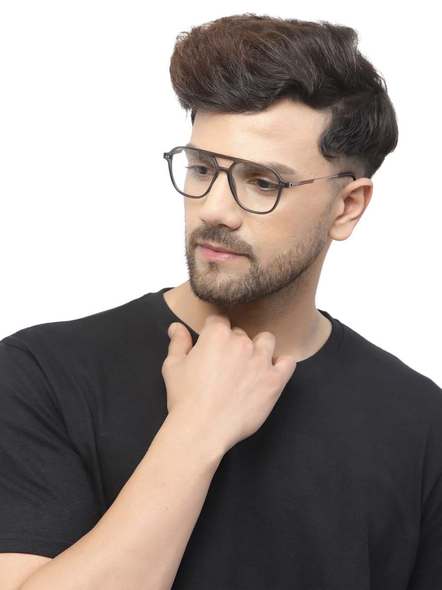 Light Grey Full-Rim Square Eyeglasses for Men1