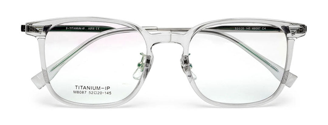 Titanium Transparent Silver Square Eyeglasses