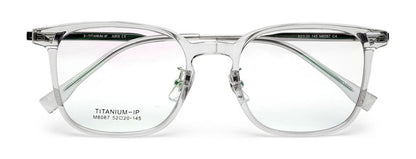 Titanium Transparent Silver Square Eyeglasses