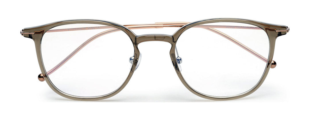 ZENITH TITANIUM ROUND BEIGE GLASSES FOR MEN WITH ROSE GOLD TEMPLE