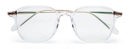 Square Shaped Stylish Transparent Glasses with Golden Temples