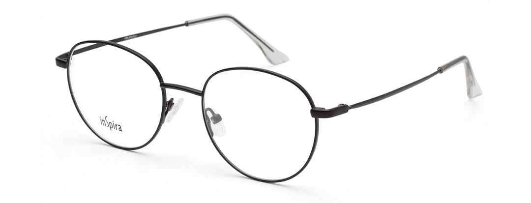 Full-Rim Round Black Spectacles