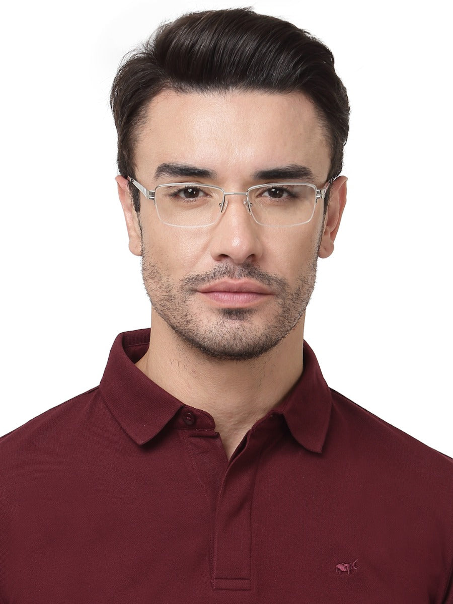 HALF RIM SILVER SPECTACLE FRAME FOR MEN