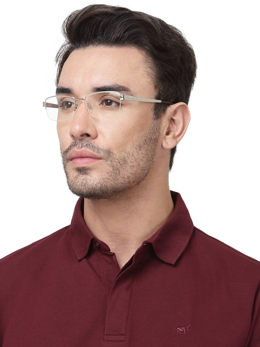 HALF RIM SILVER SPECTACLE FRAME FOR MEN