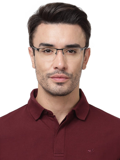 BLACK HALF RIM RECTANGULAR EYEGLASSES FOR MEN