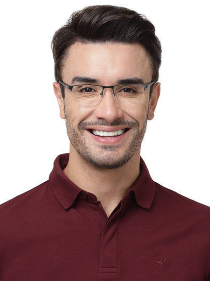 BLACK HALF RIM RECTANGULAR EYEGLASSES FOR MEN