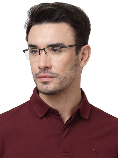 BLACK HALF RIM RECTANGULAR EYEGLASSES FOR MEN