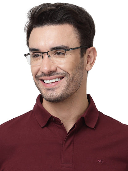 BLACK HALF RIM RECTANGULAR EYEGLASSES FOR MEN