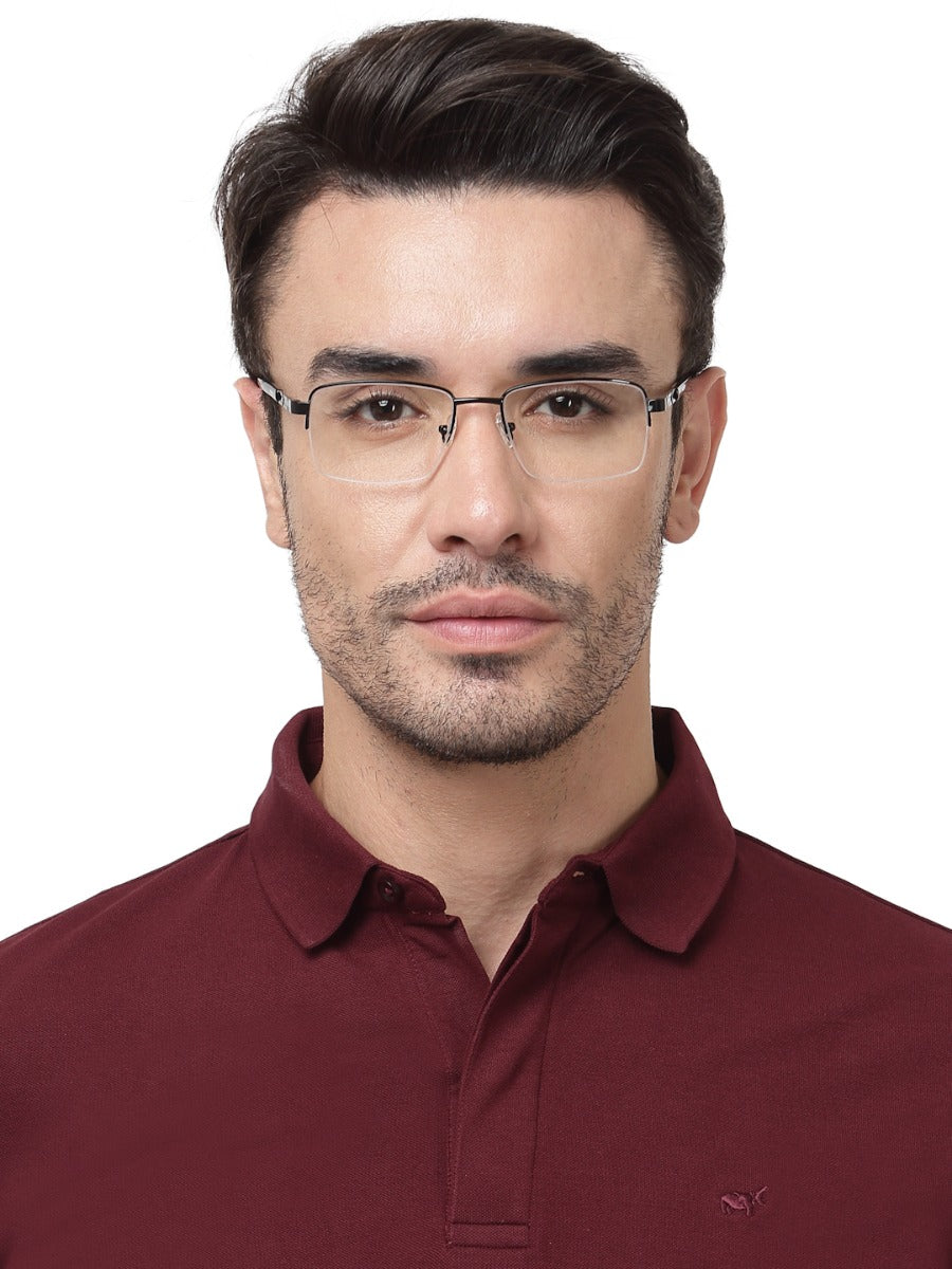 GLOSSY FINISH RECTANGLE MATTE BLACK SPECTACLE FRAMES