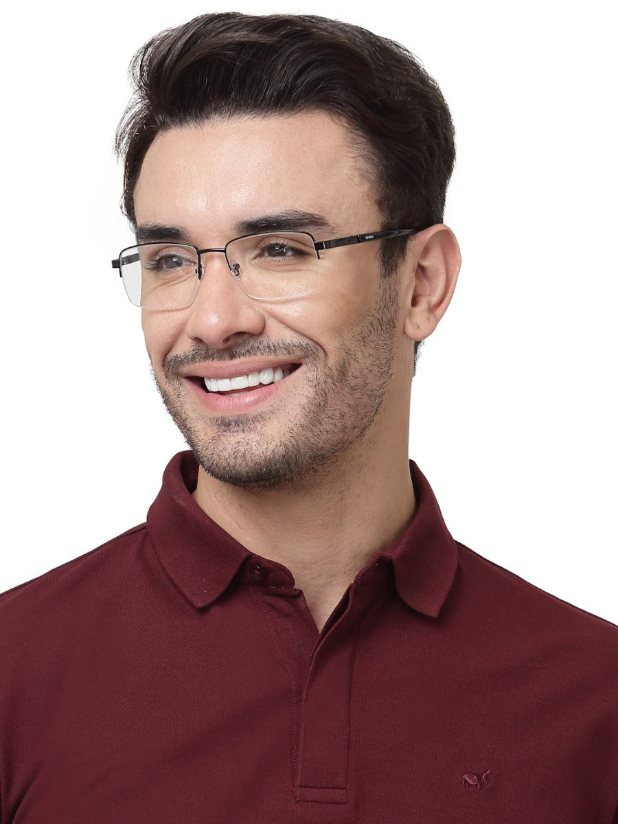 GLOSSY FINISH RECTANGLE MATTE BLACK SPECTACLE FRAMES