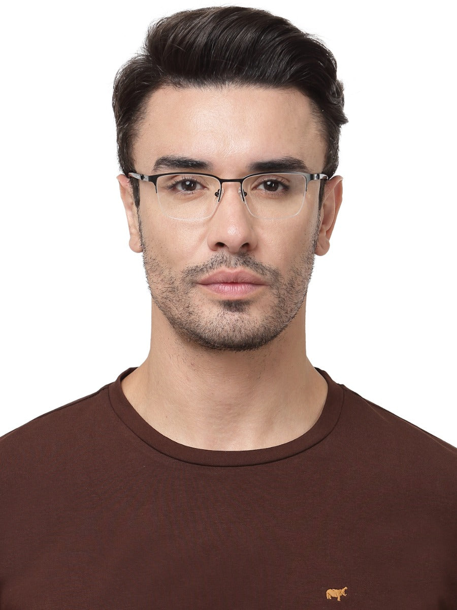 BLACK HALF RIM RECTANGULAR EYEGLASSES