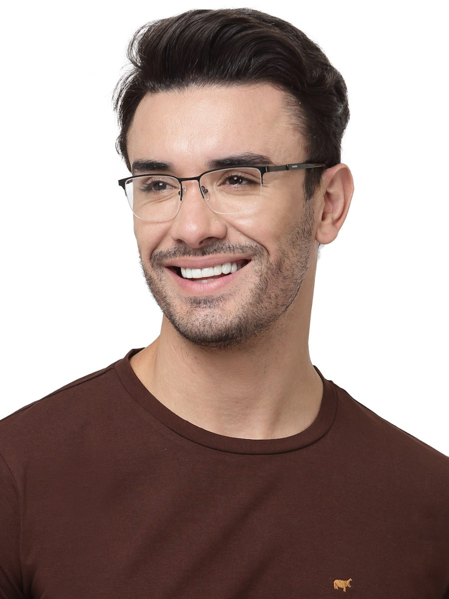 BLACK HALF RIM RECTANGULAR EYEGLASSES