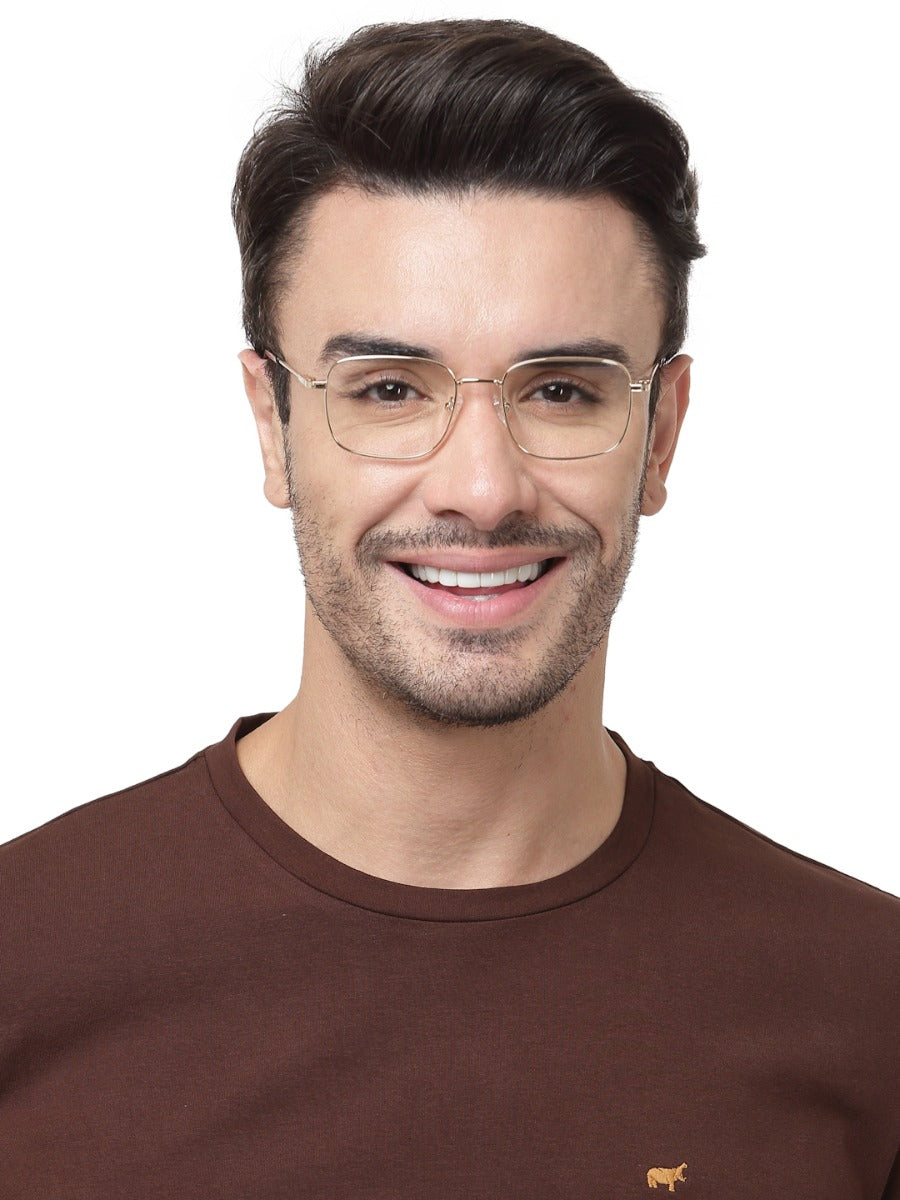 UNISEX GOLDEN SQUARE FRAME WITH TORT TEMPLE