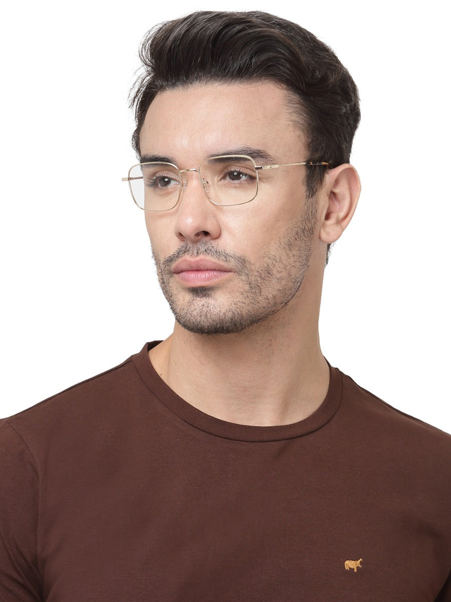 UNISEX GOLDEN SQUARE FRAME WITH TORT TEMPLE