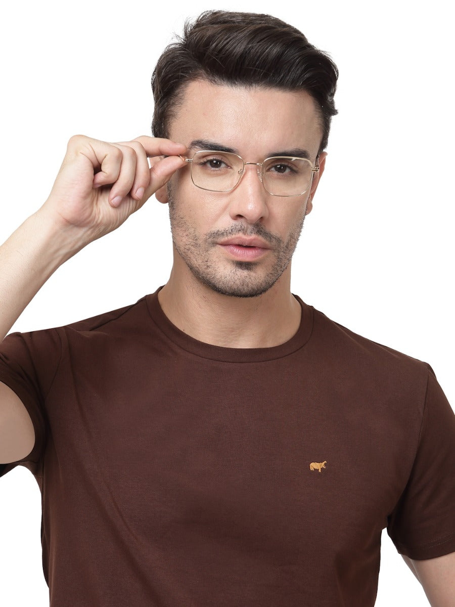 UNISEX GOLDEN SQUARE FRAME WITH TORT TEMPLE