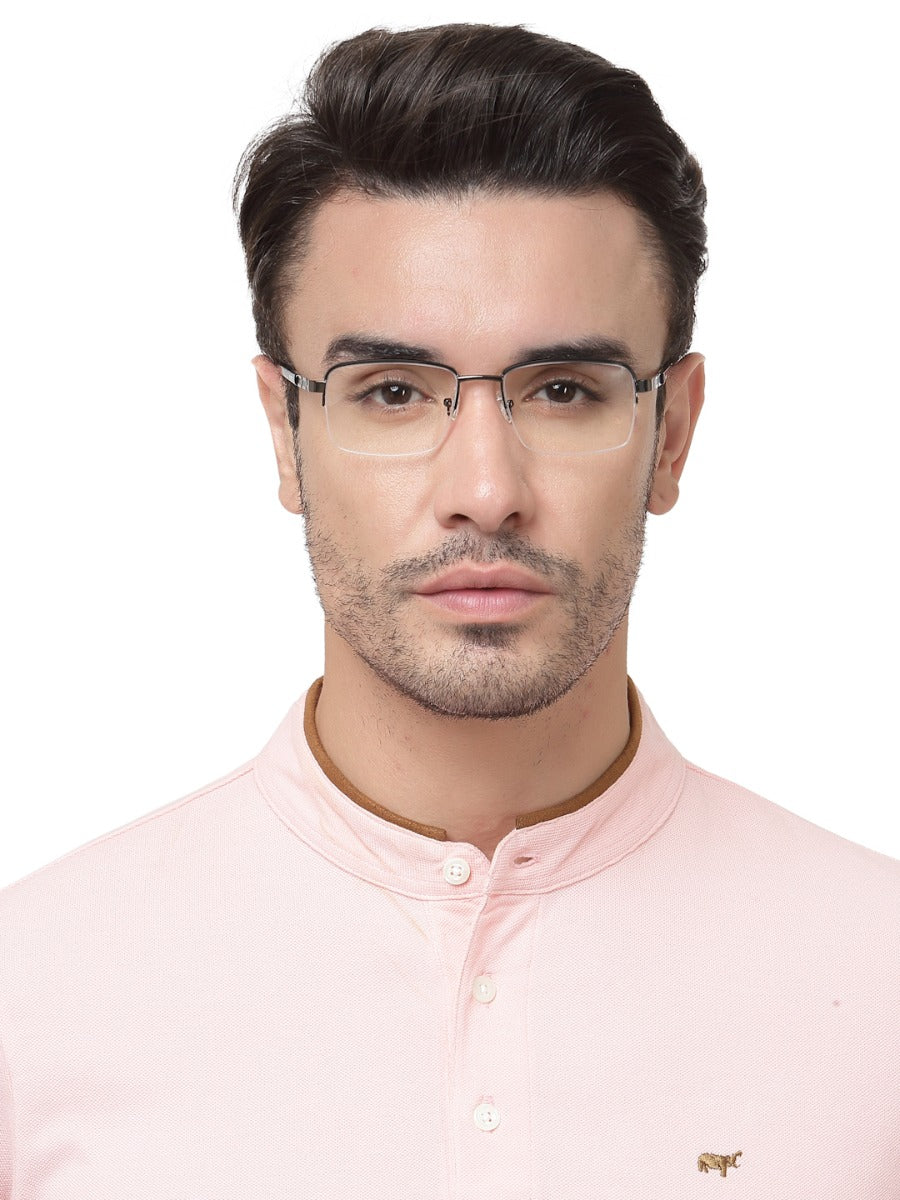 METALLIC GREY HALF RIM UNISEX FRAME