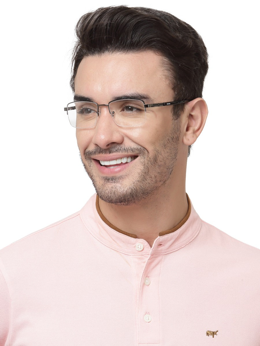 METALLIC GREY HALF RIM UNISEX FRAME