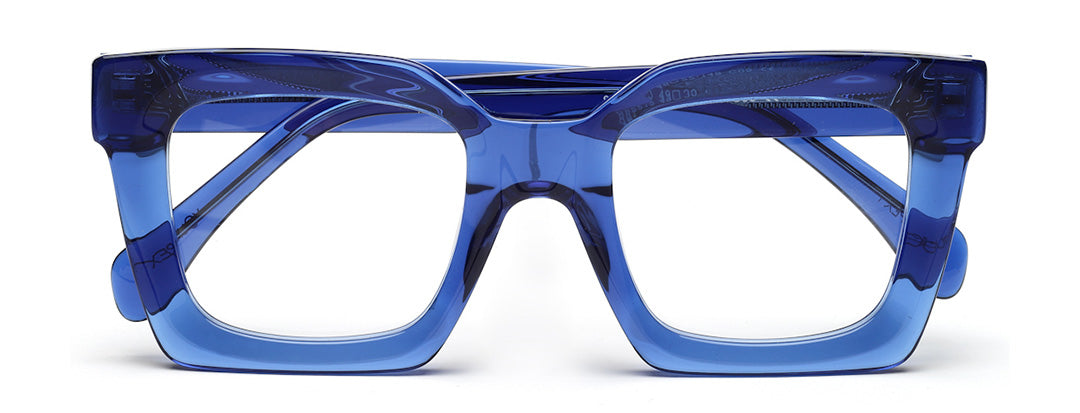 Thick Blue Square Full Rim Acetate Frame