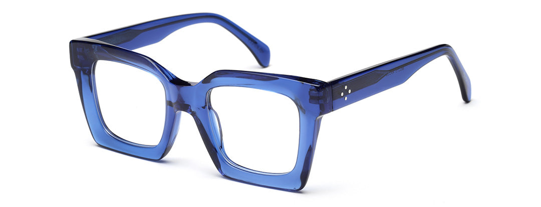 Thick Blue Square Full Rim Acetate Frame