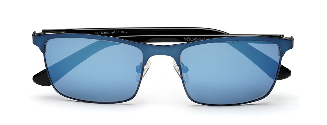 Trendy Glossy Blue Sunglass with Blue Mirror Lens