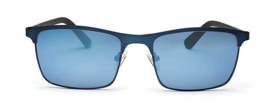 Trendy Glossy Blue Sunglass with Blue Mirror Lens