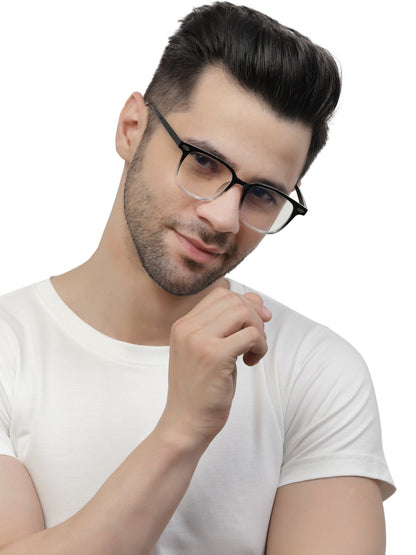 Gradient Black and Transparent Square Eyeglasses for Men and Women