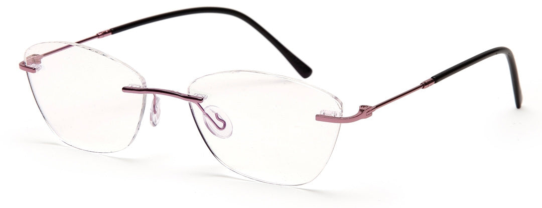 YourSpex Trendy Purple Pink Rimless Cat Eye Glasses for Women