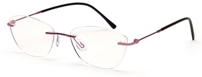 YourSpex Trendy Purple Pink Rimless Cat Eye Glasses for Women