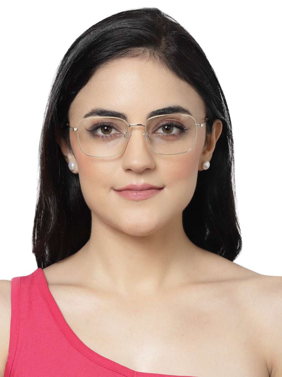 UNISEX GOLDEN SQUARE FRAME WITH TORT TEMPLE