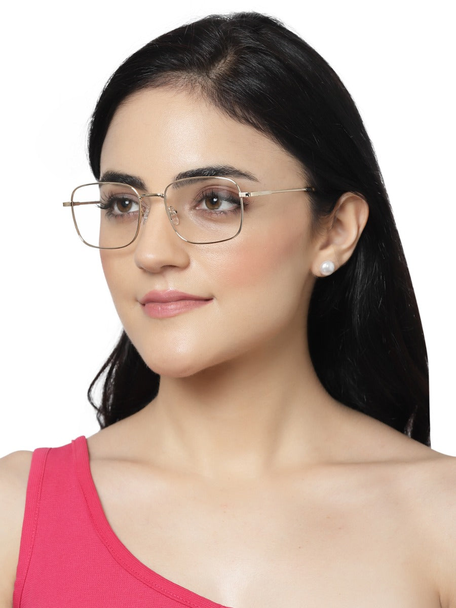 UNISEX GOLDEN SQUARE FRAME WITH TORT TEMPLE