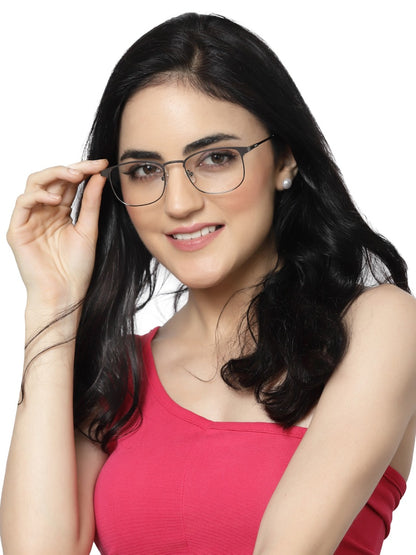 METALLIC GREY UNISEX CLUBMASTER EYEGLASSES