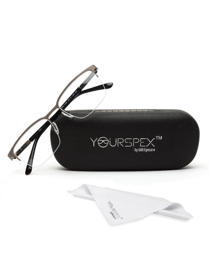 METAL BLACK RECTANGLE EYEGLASSES FOR MEN