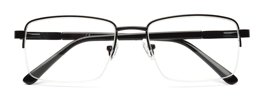 GLOSSY FINISH RECTANGLE MATTE BLACK SPECTACLE FRAMES