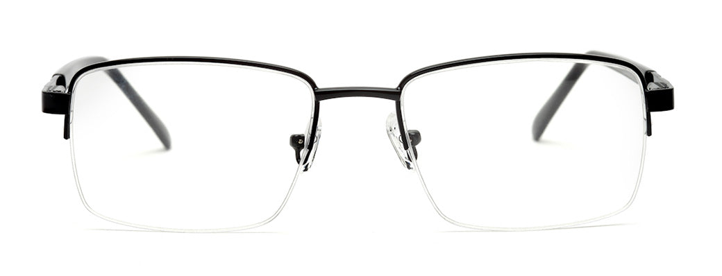 GLOSSY FINISH RECTANGLE MATTE BLACK SPECTACLE FRAMES