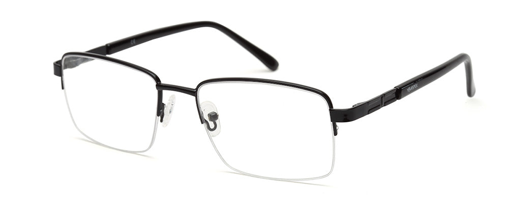 GLOSSY FINISH RECTANGLE MATTE BLACK SPECTACLE FRAMES