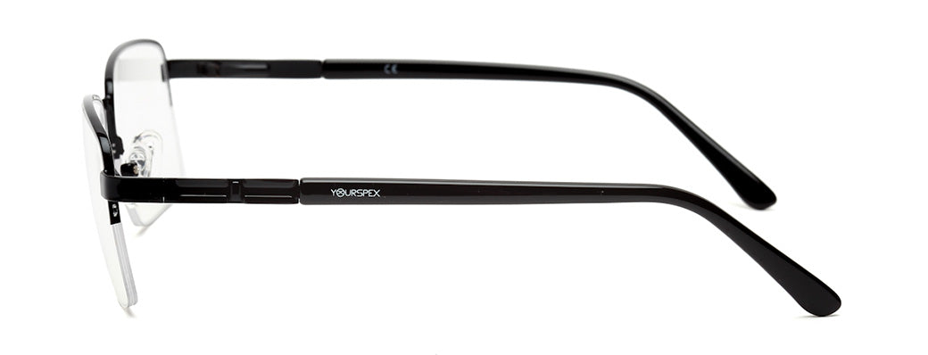 GLOSSY FINISH RECTANGLE MATTE BLACK SPECTACLE FRAMES