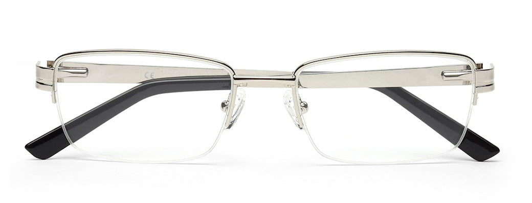 HALF RIM SILVER SPECTACLE FRAME FOR MEN