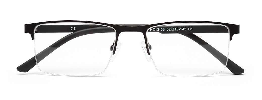 BLACK HALF RIM RECTANGULAR EYEGLASSES FOR MEN