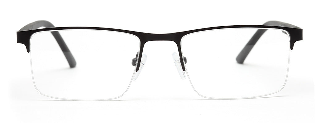 BLACK HALF RIM RECTANGULAR EYEGLASSES FOR MEN